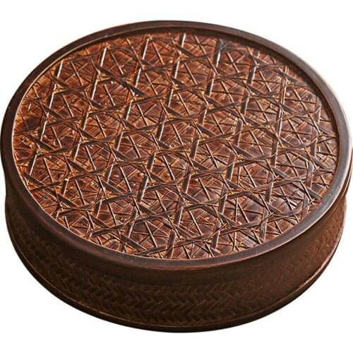 Chinese Style Handmade Bamboo Tea Set Storage Box Covered Dustproof Organizing Box Tea Cage Solid Wood Kung Fu Teaware Storage