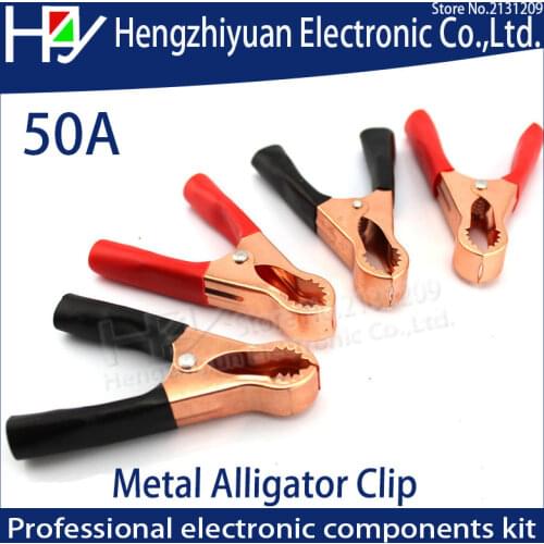 50A Red + Black 80mm Crocodile Car Caravan Van Battery Test Lead Clips Best Promotion Alligator Clips