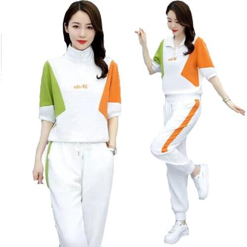 Women Casual Tracksuit Summer Clothes Sportswear Two Piece Set T Shirt Brand Track Clothing Female Sweatsuit Sports Suits M-4XL