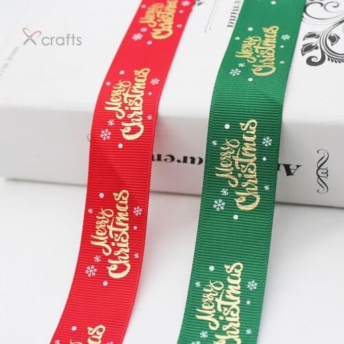 1" 25 MM Grosgrain Printed Merry Christmas Decoration Craft Tree Handmade DIY Accessories