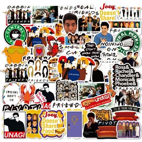 10/30/50PCS Friends TV Show Stickers Classic Toy DIY Snowboard Luggage Fridge Guitar Graffiti Waterproof Sticker Decals for Kid