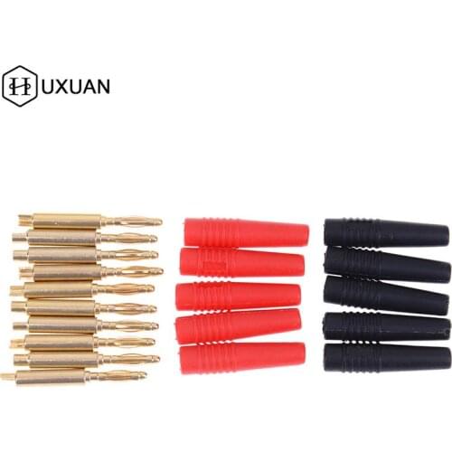 10pcs/lot 2mm Gold Plated Wilding Banana Plug Audio Speaker Amplifier Cable Wire Power Screw Jack Connector Adapter