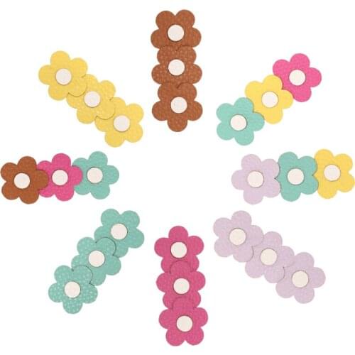 10pcs/Lot Fashion Sweet Flower Side Hair Clip Candy Color PU Leather Children Hairpins Hair Accessories Girls Kids Headwear