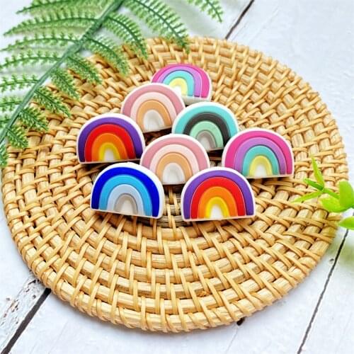 10PCS BPA Free Silicone Mini Rainbow Beads Baby Silicone Toy Teethers For Pacifier Chains