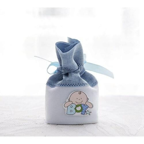 100pcs/lot 6*4*10cm Cute Baby Boy Girl Drawstring Pouch Candy Bags Gift Packaging Bag Baby Shower Party Favor Holder ZA4421