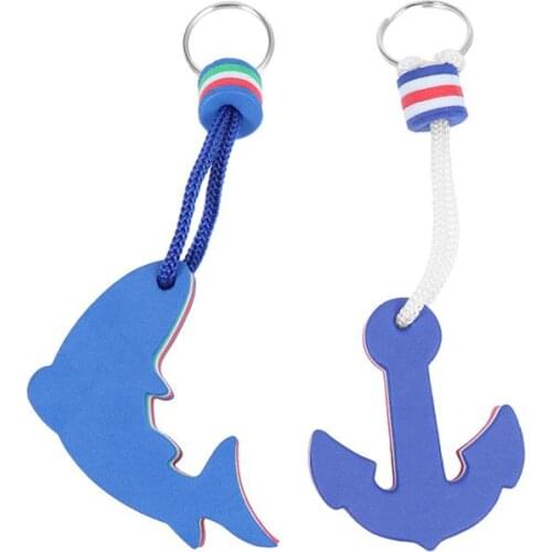 2Pcs Safety EVA Dolphin and Anchor Floating Keyring Water Buoyant Keychain for Kayak Canoe Marine Nautical Boating Swim