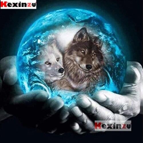 Kexinzu 3D diamond mosaic-Planet wolf in hand-embroidery diy 5d diamond painting cross stitch kit home decoration Christmas Gift