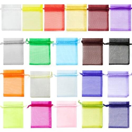 50PCS Jewelry Organza Bag Sachet Packaging Gift Bags Wedding Gifts For Guests Candy Pouches Party Drawable Sweets Pouch Present