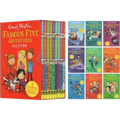 9 Books/Set Enid Blyton The Famous Five Adventures Collection Children English Picture Book Detective Stories