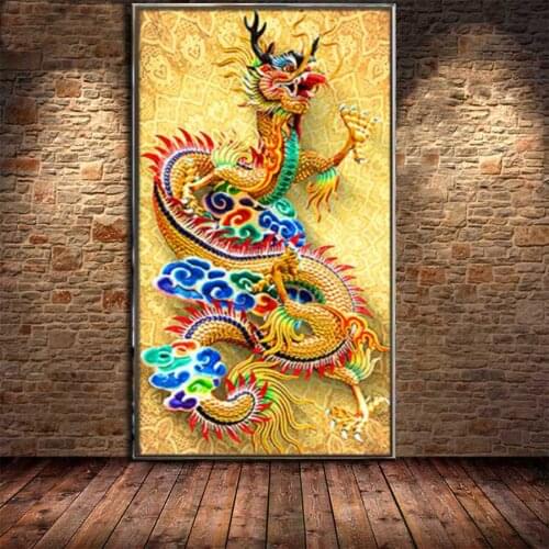 5D DIY AB Diamond Embroidery Animal Chinese Dragon Diamond Painting Landscape Cross Stitch Crafts Home Decoration Christmas Gift