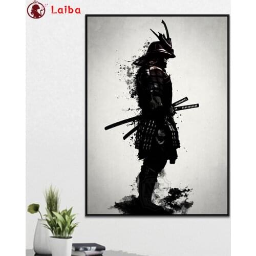 Diamond Mosaic Picture Abstract black and white art, Japanese samurai Of Rhinestone Diamond Painting Cross Stitch Embroidery