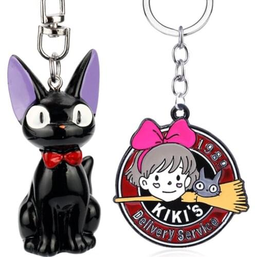 Anime Trinket Keychain Kikis Delivery Service Keyrings Cute 3D Cat Key Buckle Chain Jewelry Car Bags Keyholder Women Girl Gift