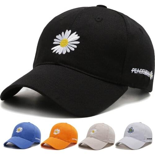Baseball Cap Men And Women New Embroidery Small Daisy Flower Cotton Hat Korean Version Of The Net Red Cap Sunscreen Sun Hat