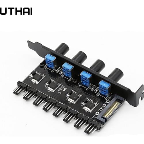 UTHAI Computer Case Fan Speed Controller Hub 3-pin/4-pin Stepless Variable Speed Radiator Speed Controller Computer Components