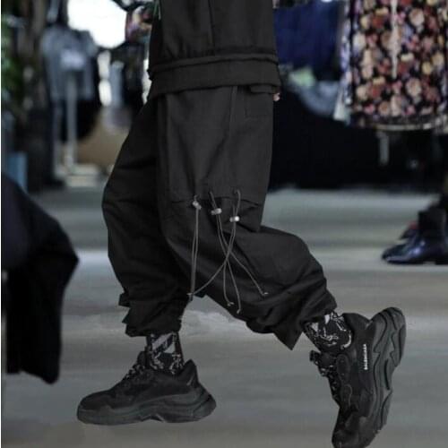 Black mens pants harem pant men and women Hip hop loose trousers personality pantalones hombre cargo pantalon homme spring