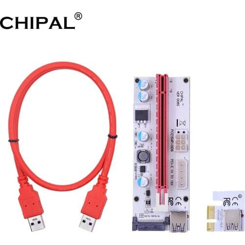 CHIPAL VER008S 3 in 1PCI-E Riser Card 008s PCI Express 1x to 16x Extender USB 3.0 Cable SATA Power Cord for Graphics Card