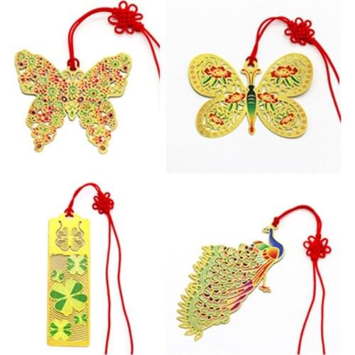 Exquisite Butterfly Brass Bookmarks Chinese Style Hollowed Out Retro Book Markers for Teacher Gift Book Clip Diy Page Bookmark