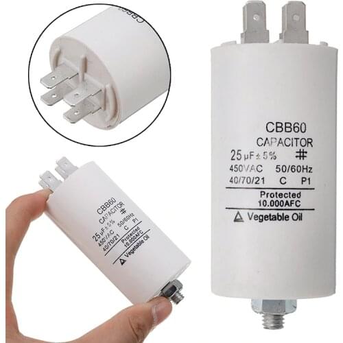 Universal 25uf Capacitor CBB60 Motor Run Capacitors Water Pump Starting Capasitor 450V AC Motors