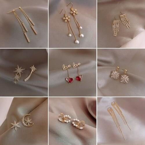 Korean vintage long silver earrings 925 women fashion jewelry 2020 trend earring charms moon jewellery pendientes brincos