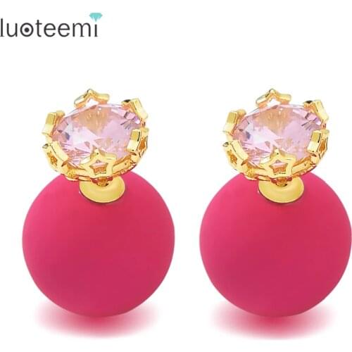 LUOTEEMI New Fashion Exquisite Jewelry Five Hollow Star Surround Crystal Stud Earrings For Women Wedding Party Gifts Wholesale