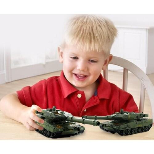 1:40 German 2A6 Militaried Rotation 360 Rotation Tank Model Pull Back Car with Music LED Toy New Educational Gifts Soldiers Tank
