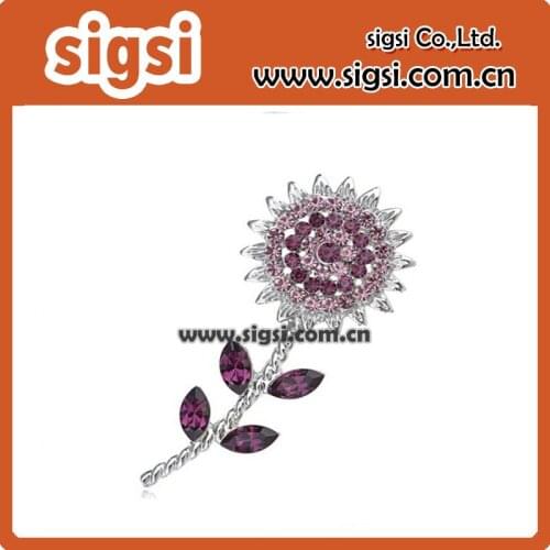 Fashion Design Purple Cute Crystal Rhinestone Sunflower Costume Pendant