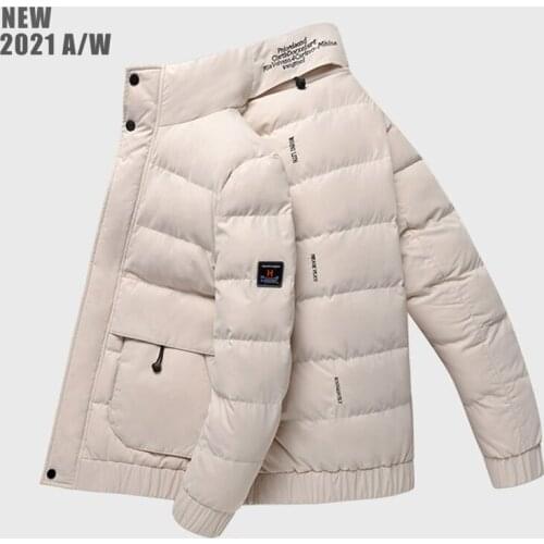 New Winter Men Jacket Letter Embroidery Parkas 2021 Mens Stand Collar Coats Warm Thick Jackets Male Fashion Casual Parka Coat