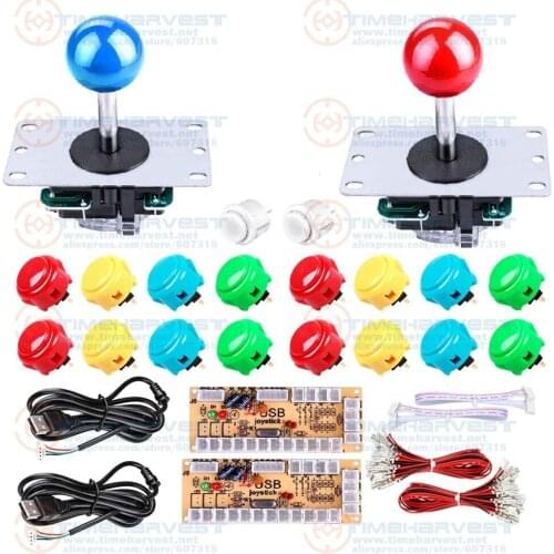 2 Players DIY Arcade Joystick Kits set With 18 original Sanwa Buttons + 2 Sanwa Joysticks + 2 USB Encoder + all wires necessary