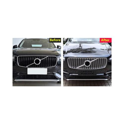 Chrome Front Center Grill Grid Grille Cover Trim 2pcs For Volvo XC90 2015-2018