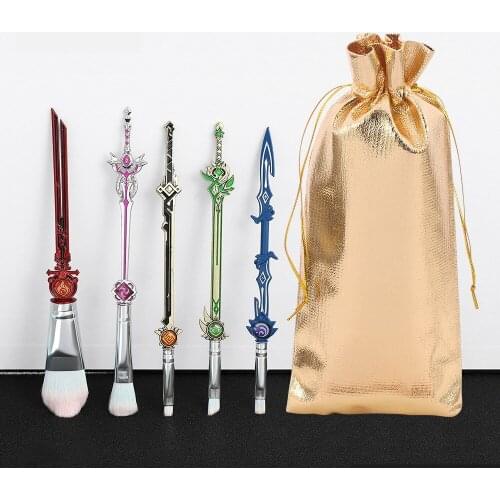 New Genshin Impact Anime Alloy Model Wind Eagle Sword Two-dimensional Peripheral Metal KLEE Bounce Mask Makeup Brush Set