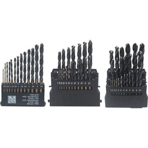 New Hss 6542 Black Trough Straight Shank Twist Drill Set Drill Bit Stainless Steel Mold Steel Copper Aluminum Drill