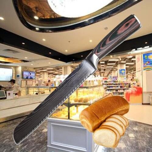 Liang Da 7CR17 Stainless Steel Slicing Bread Knife 8inch Kitchen Knives Serrated Design Cutter For Cutting Bread Cheese Cake