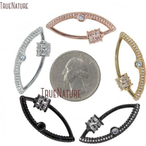 Oval Evil Eye Rose Gold Silver Gun black Turkish Eye Clasp CZ Micro Pave Screw Clasp Lock Carabiner Pave Lock 33x16mm FC28046