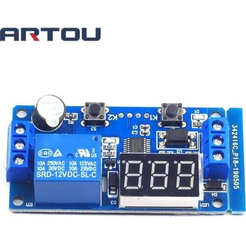 12V 1 Channel delay on and off relay module cycle cycle timing circuit switch with digital display buzzer