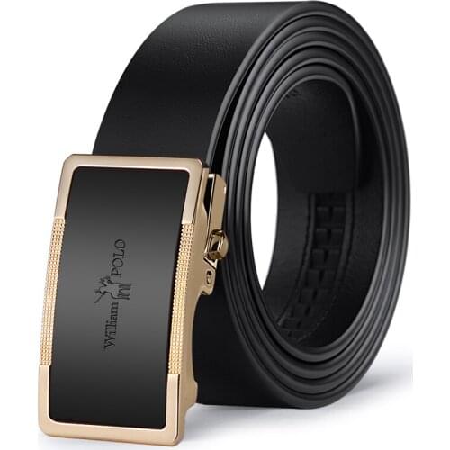 WilliamPolo mens belt fashion casual business automatic buckle selection of mens high-quality leather belts 18387-89p