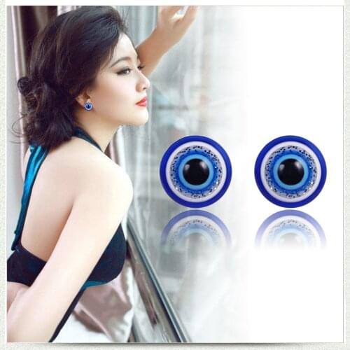 1Pair Evil Blue Eye Earrings Spiritual Protection Round Stud Earrings For Women Resin Turkish Brincos Jewelry