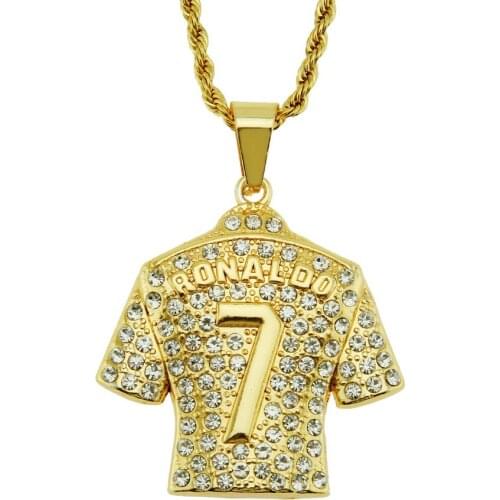 WANGAIYAO new hip-hop personality trend inlaid zircon No. 7 jersey pendant three-dimensional men’s necklace creative anniversary