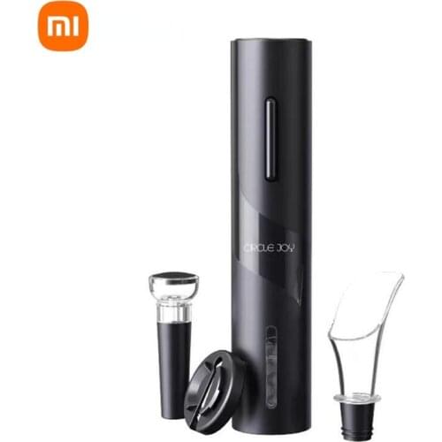 Youpin 4 In 1 Circle Joy Black Samurai Electric Bottle Wine Opener Set stopper Decanter Automatic Corkscrew Red Wine Kitchen