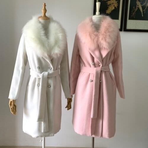 Fur coat women autumn winter new high imitation big fur collar wool coat mid-length cashmere overcoat