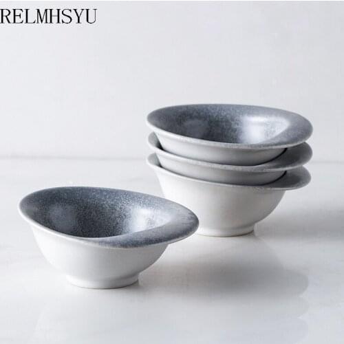 1PC RELMHSYU Nordic Style Ceramic Stone Small Sauce Bowl Dipping Hot Pot Flavored Dish Restaurant Household