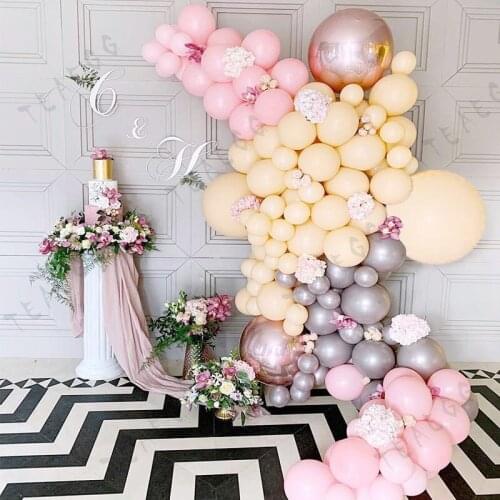 103Pcs Decoration Balloons Garland Arch Macaron Yellow Pink Rose Gold Foil Balloon Wedding Birthday Baby Shower Party Supplies