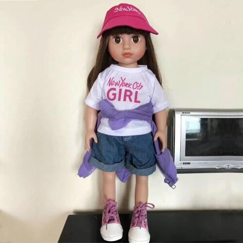 18Inches 45cm Silicone Vinyl Handmade Standing American Reborn Baby Little Girl Doll Anatomically Correct