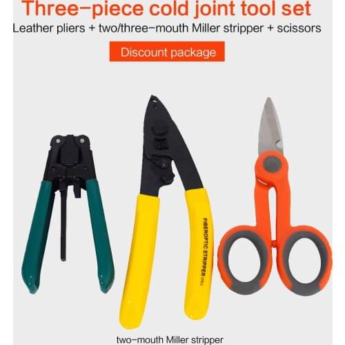 3 in 1 FTTH Tool Kits with Drop Cable Stripper+ CFS-2 Fiber Optic Stripper+Kevlar Scissors
