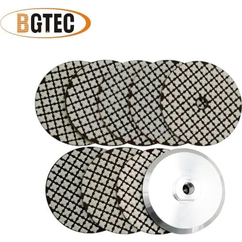 BGTEC 8pcs 100mm #30 to #Buff Dry Diamond flexible Polishing Pad 4'' Granite Marble grinding disc with M14 Aluminum base Backer