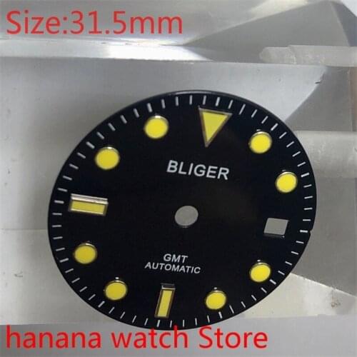 BLIGER 2021 31.5mm yellow Dial Sterile Fit ETA 2836 2824 Miyota 8215 8205 Mingzhu 2813/3804 Movement Mens Watch Accessory