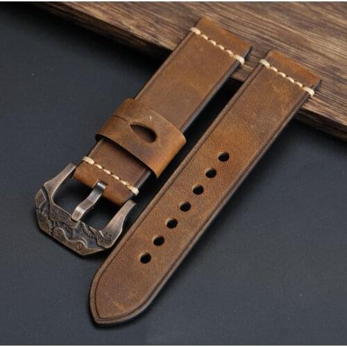 Bronze Watch Watchband Mechanical Retro Style Bracelet, 20 22 23 24 26MM Adapts To PAM Men Strap Soft