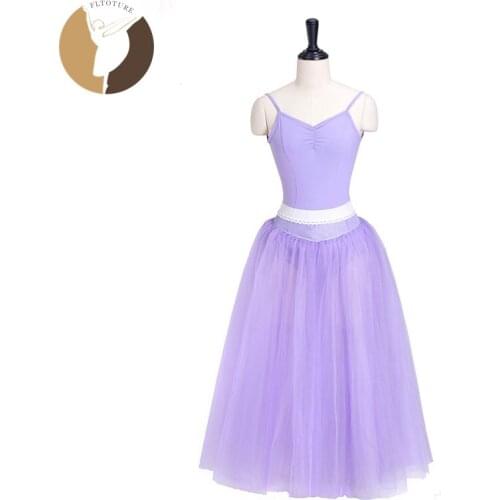 FLTOTURE LL2005A Adult Ballet Long Half Dresses 4 Layers Soft Tulles With Underpants Ballet Rehearsal Half Long Tutu Costumes