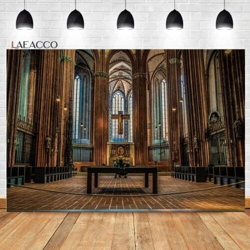 Laeacco Christ Church Backdrop Mediaeval Vintage Church Hall For Newlyweds Wedding Portrait Photography Background Photo Studio