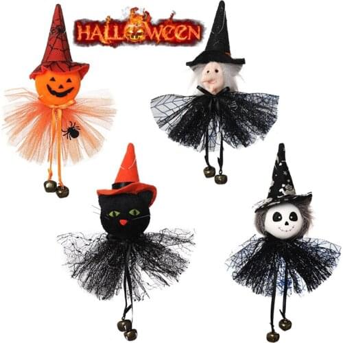 Halloween Decoration Pumpkin Ghost Witch Scary Witch Props Gift Black Cat Doll Drop Ornament Home Decor Accessories