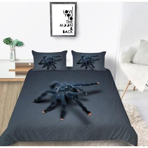 3D Insect Bedding Set Spider Cool Lifelike Fashion Grey Duvet Cover King Queen Twin Full Single Double Unique Design Bed Set